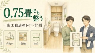 一条工務店のトイレは0.75畳で足りる？標準と注意点 