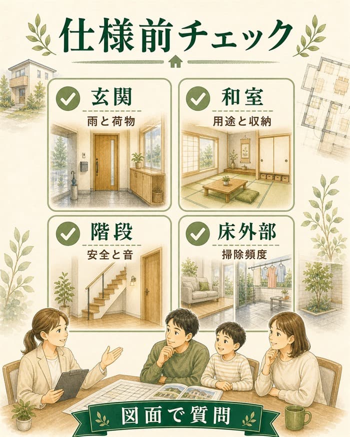 仕様確定前に確認したい玄関・和室・階段のチェック図解
