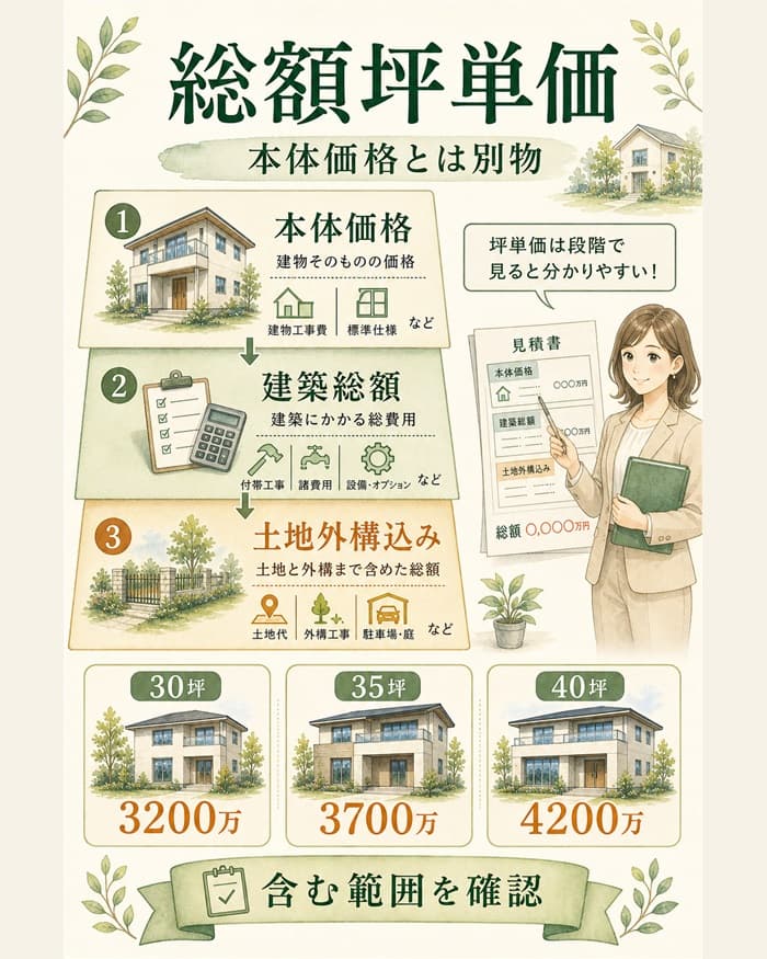 アイスマートの坪単価を本体価格と総額で分けた図解