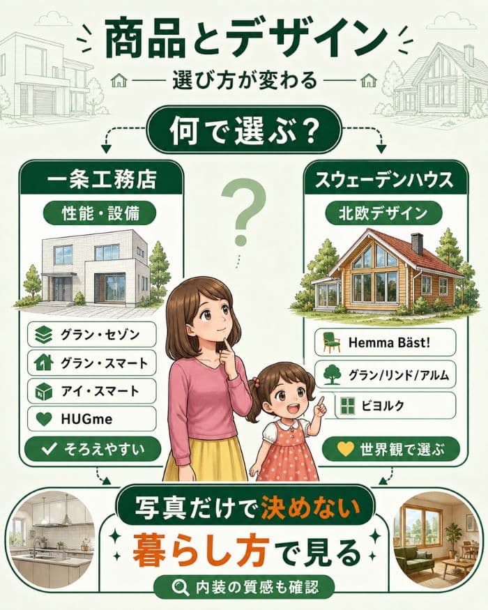 商品ラインアップとデザインの選び方比較