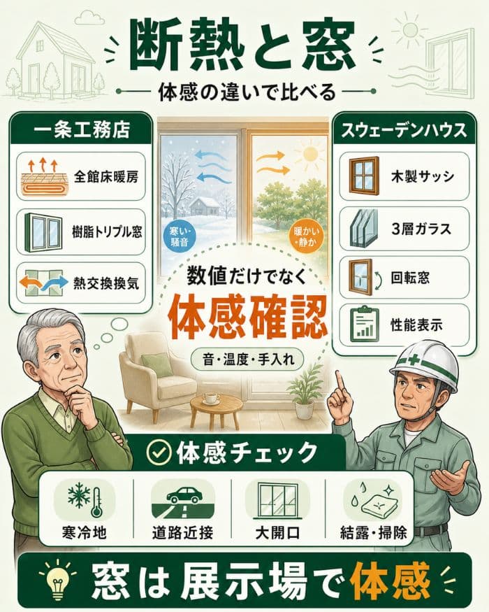 断熱性能と窓を体感で比較するチェック図
