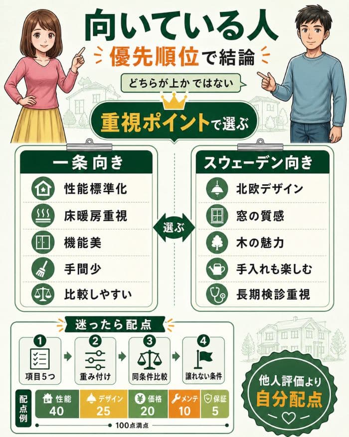 優先順位で選ぶ一条工務店とスウェーデンハウス