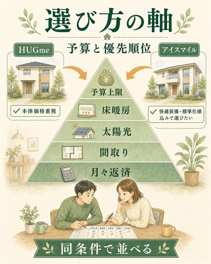 HUGmeとアイスマイルを優先順位で選ぶ図解