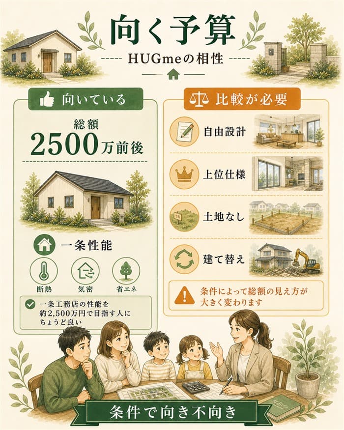 HUGmeが向く予算と比較が必要な条件を整理した相性図解