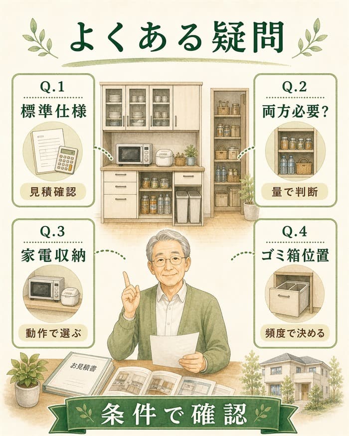 カップボードのよくある疑問を条件別に整理した図解