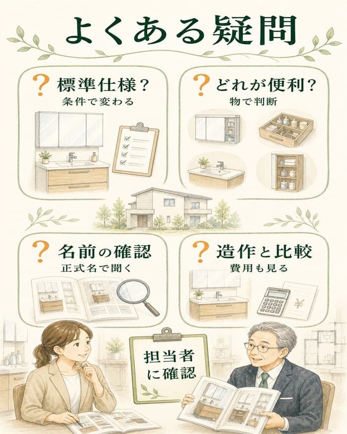 一条工務店の洗面台でよくある疑問を整理した図解