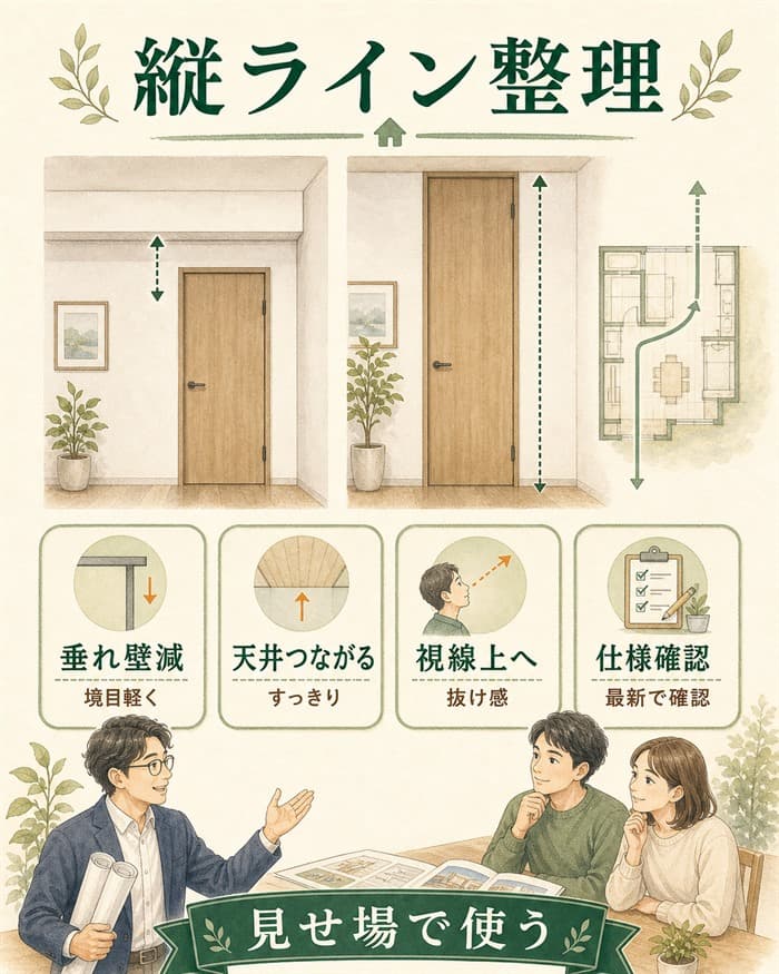 ハイドアで内装の縦ラインを整える比較図解