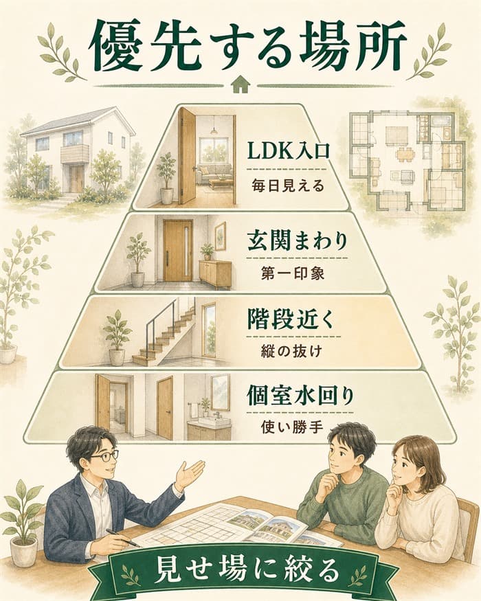 ハイドアを優先して採用する場所を示した図解