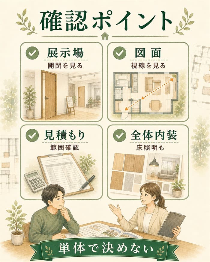 展示場と図面で確認するハイドアのチェック項目