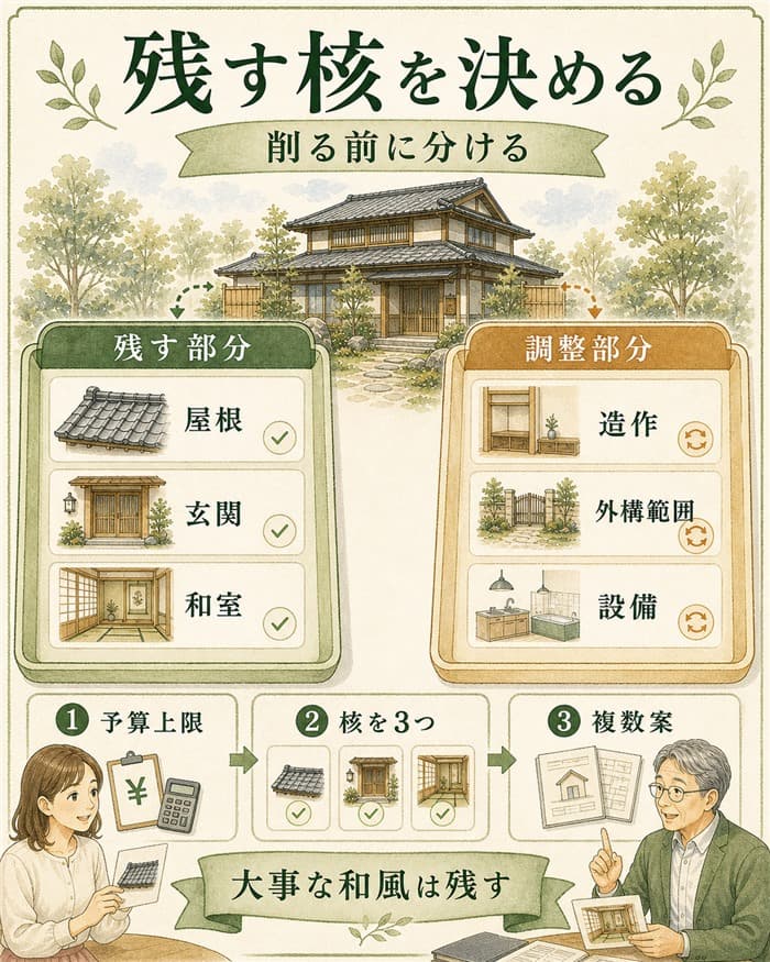 百年らしさを残す部分と調整部分の優先整理