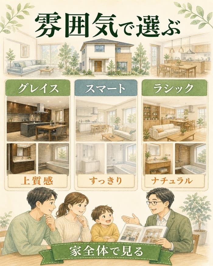 住宅設備シリーズを家全体の雰囲気で選ぶ比較図解