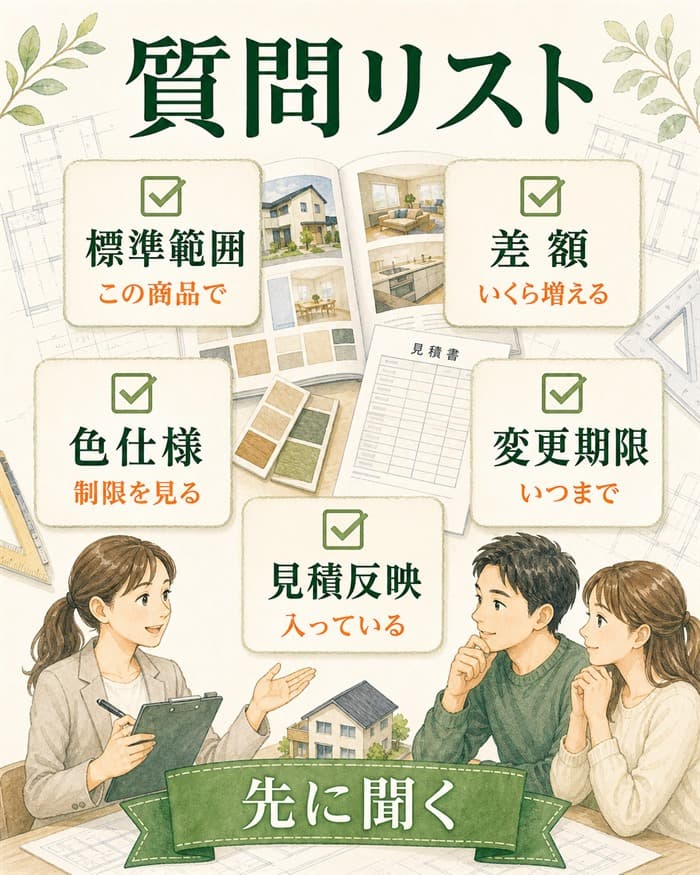 打ち合わせ前に聞くシリーズ選びの質問リスト図解