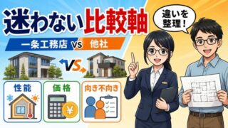 一条工務店とウェルネスト・FPの家を比較！UA値・C値と総額 