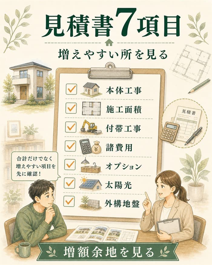 見積書で確認すべき七項目を整理したチェック表