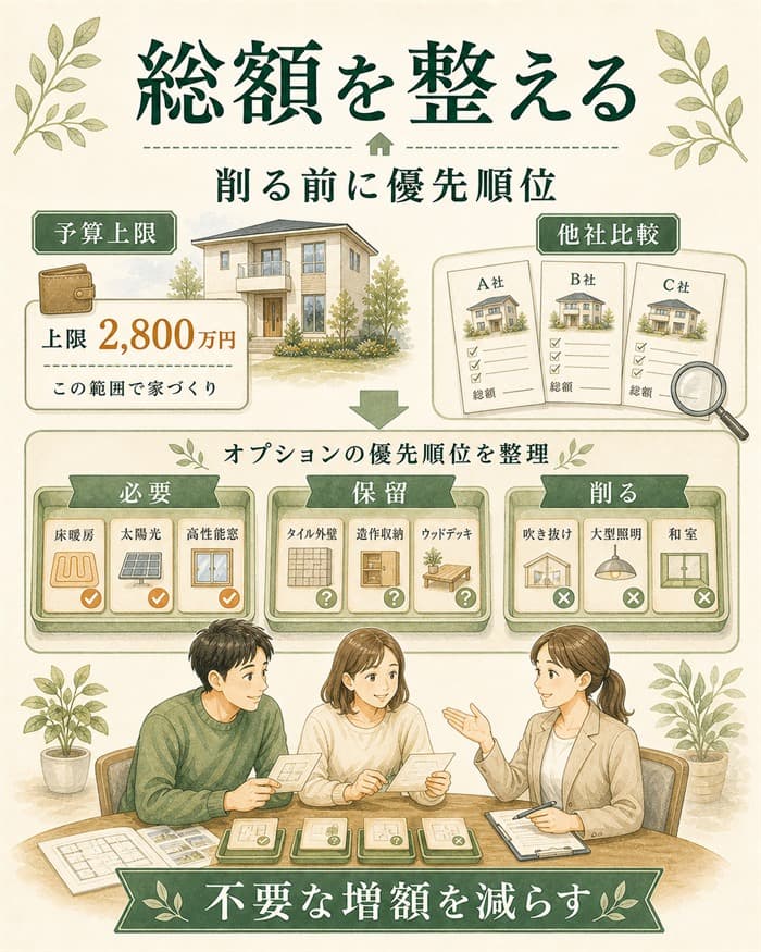 契約前に総額を整える優先順位整理の図解