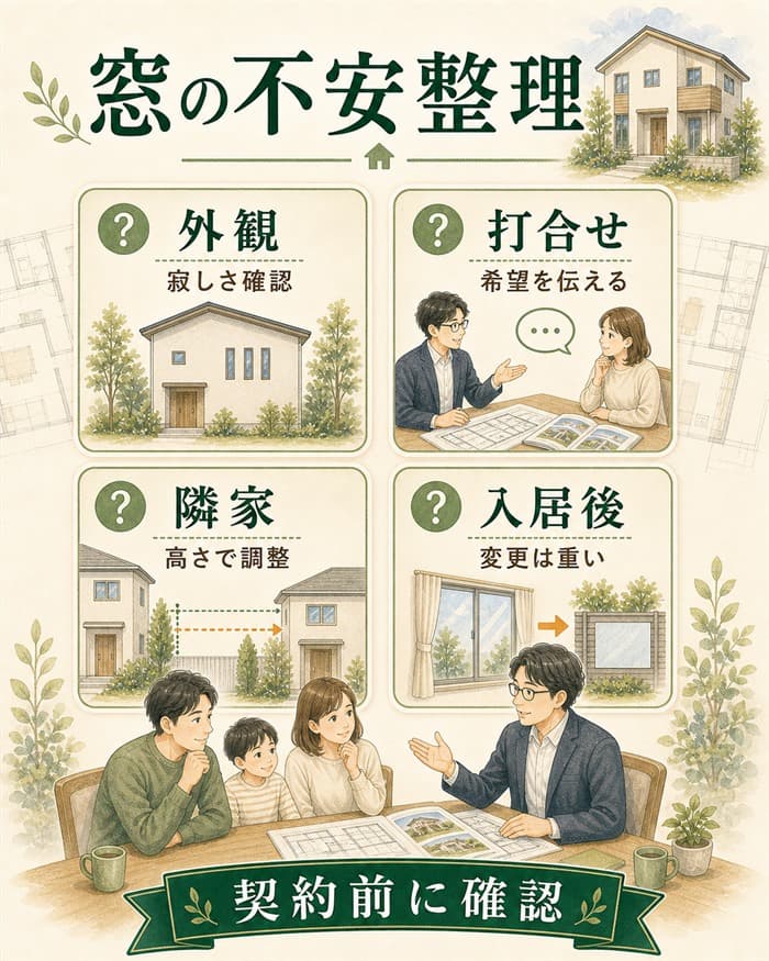窓のよくある不安を契約前確認に整理した図解