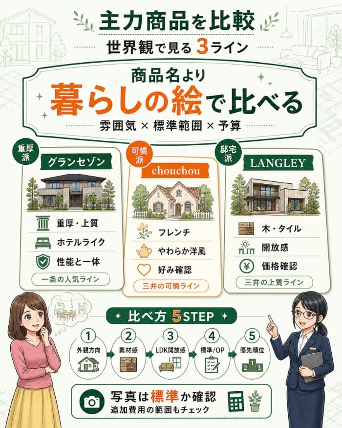 グランセゾンと三井ホーム主力商品の世界観比較
