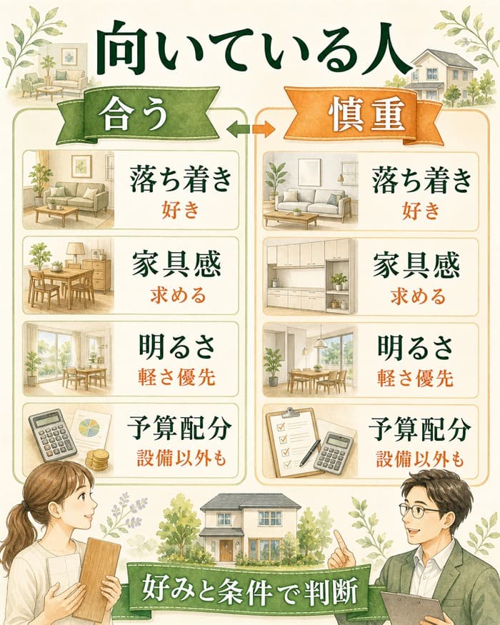 グレイスシリーズが合う人と慎重に見る人の判断図解