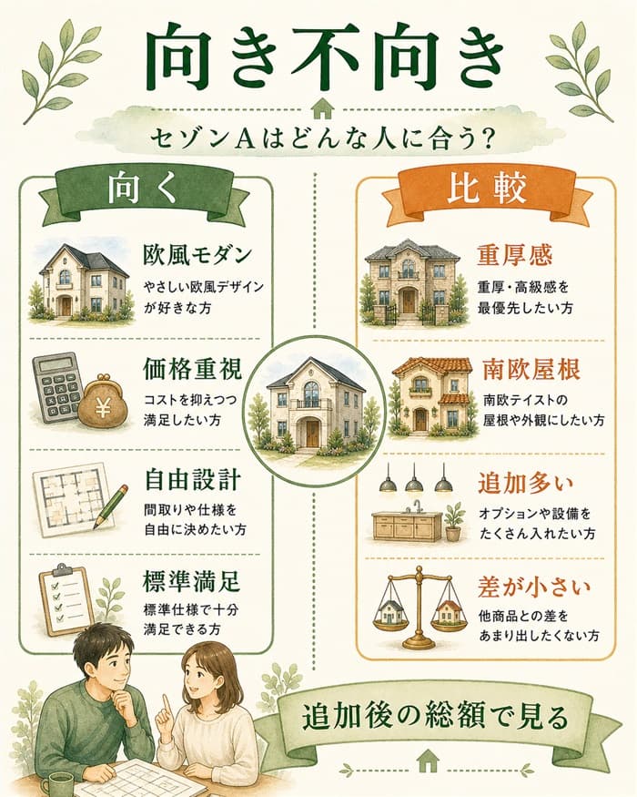 セゾンAが向く人と他商品を比べたい人を分けた図解