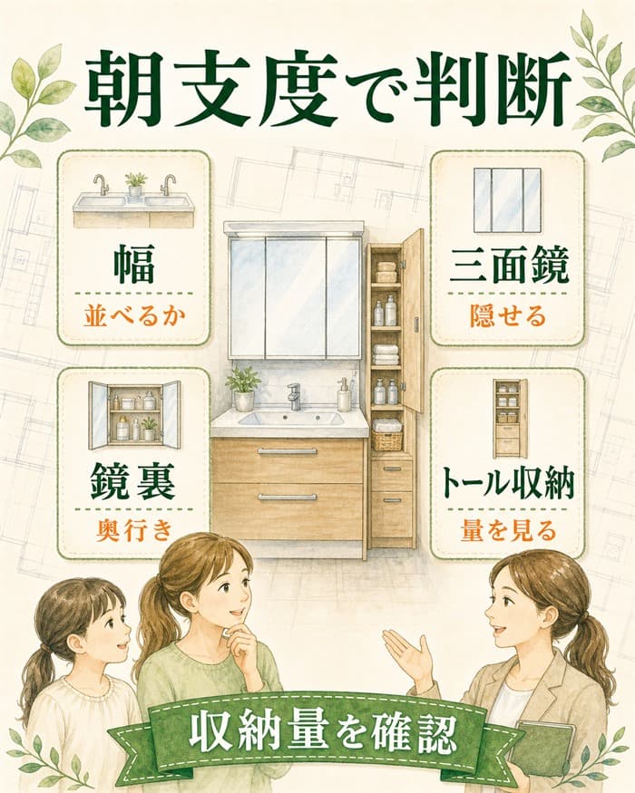 スマートドレッサーを朝支度と収納量で判断する図解