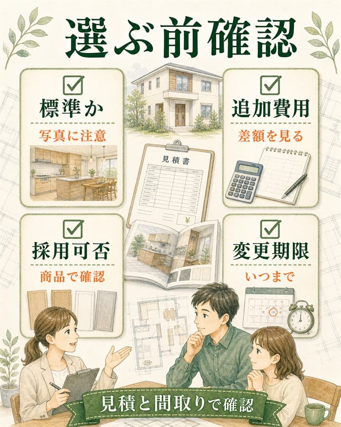 ラシックシリーズ採用前の標準範囲と費用確認図解