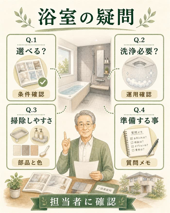 一条工務店のお風呂の疑問を条件別に整理した図解