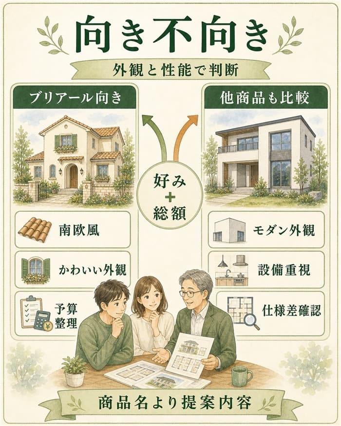 ブリアール向きの人と他商品比較の判断マップ