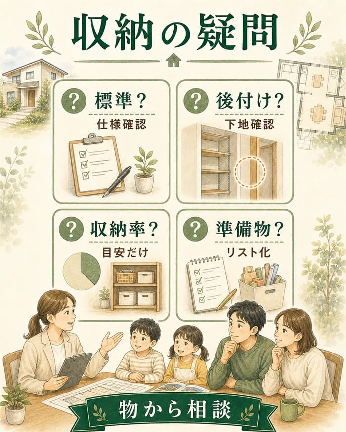 一条工務店の収納でよくある疑問を整理した図解