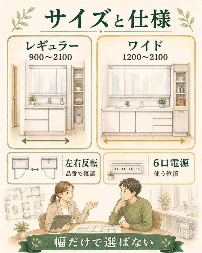 スマートドレッサーのサイズと仕様確認を示す比較図