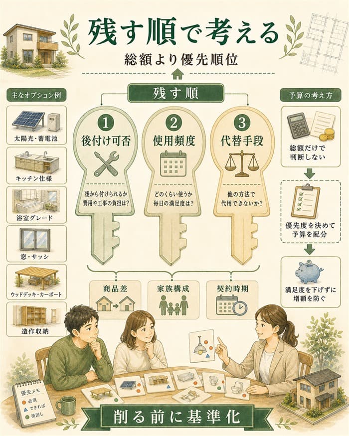 オプションを総額より残す順で考える三基準の図解
