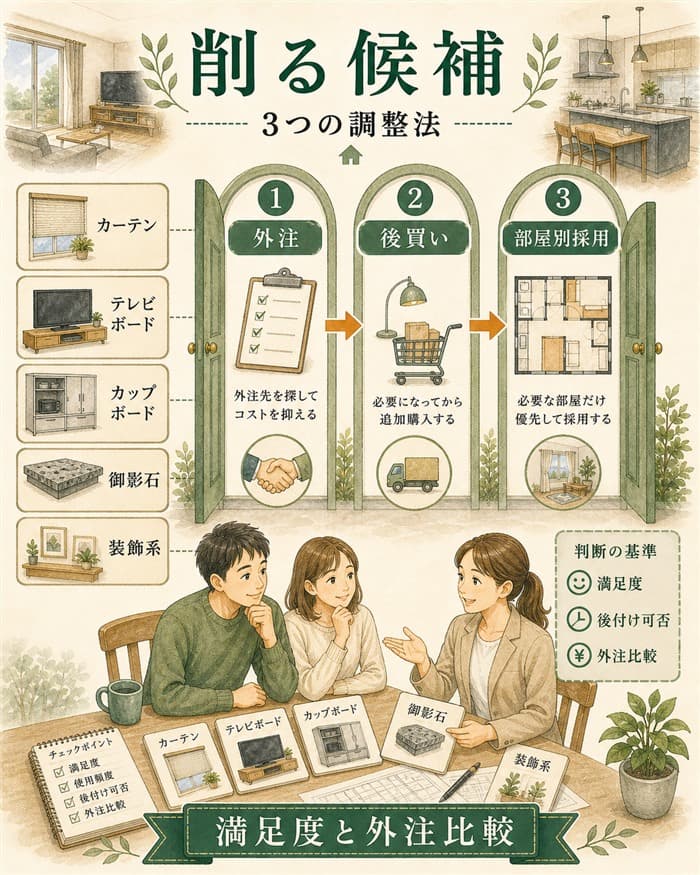 削る候補を外注後買い部屋別採用で調整する図解