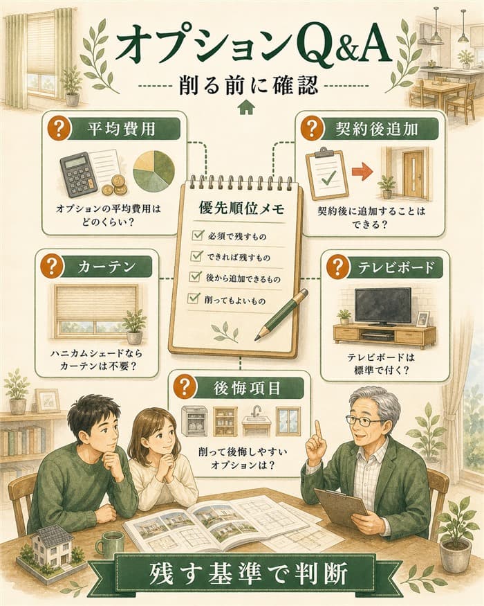 オプション費用や契約後追加の疑問を整理した住宅図解