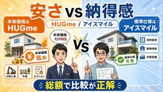 一条工務店の規格住宅価格｜HUGmeとアイスマイルを総額比較 