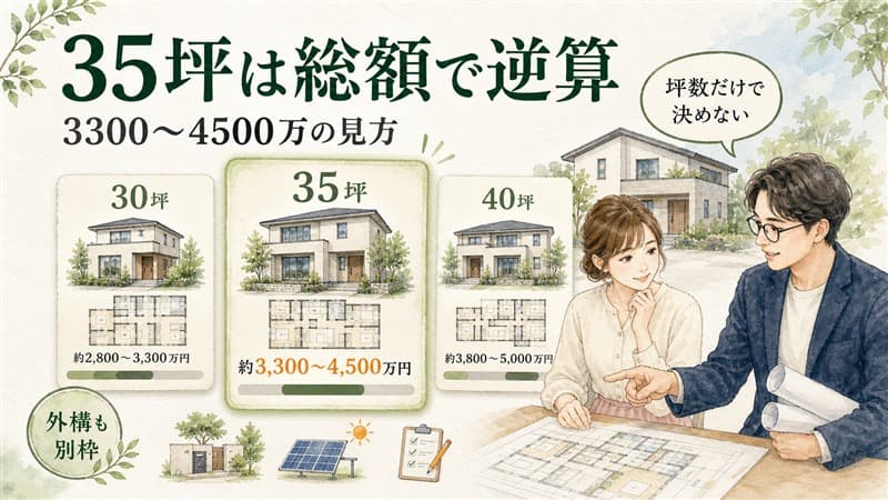 一条工務店35坪の総額は3300〜4500万！30坪・40坪との費用比較 