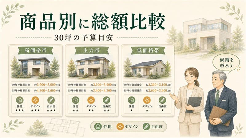 一条工務店の坪単価・商品別価格一覧！失敗しない30坪の総額目安 