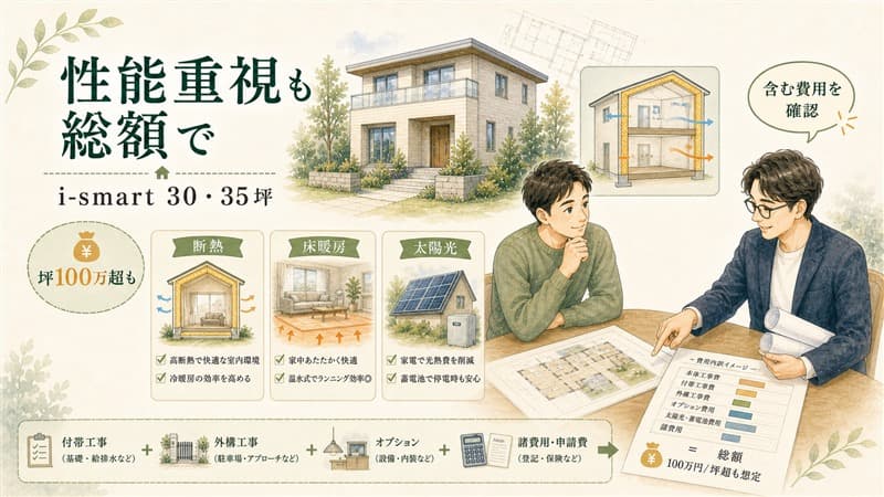一条工務店アイスマートの坪単価は総額100万超？【2026最新】30・35坪の目安 