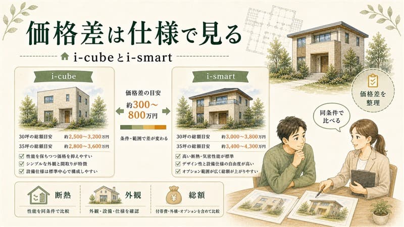 【2026】一条工務店アイキューブの坪単価と総額目安｜i-smartとの価格差 