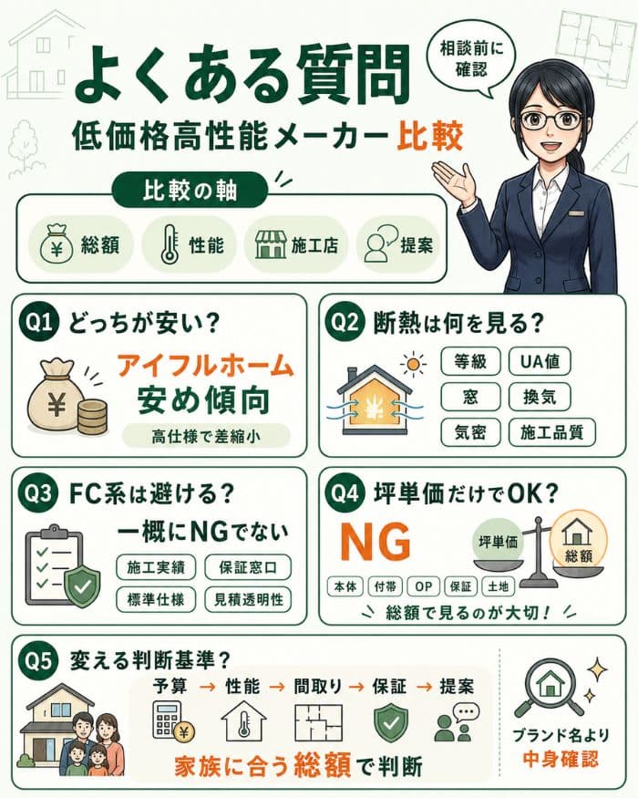 低価格高性能メーカー比較のよくある質問