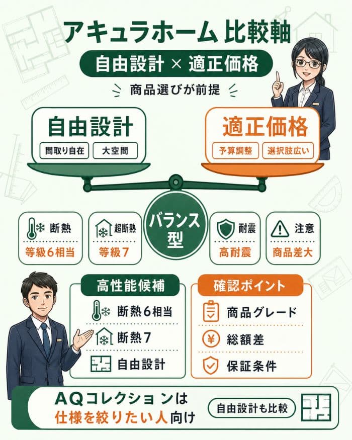 アキュラホームの自由設計と価格の比較軸を解説