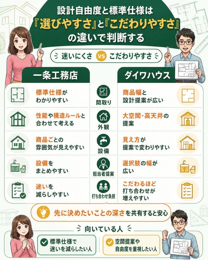 一条工務店とダイワハウスの設計自由度を比較