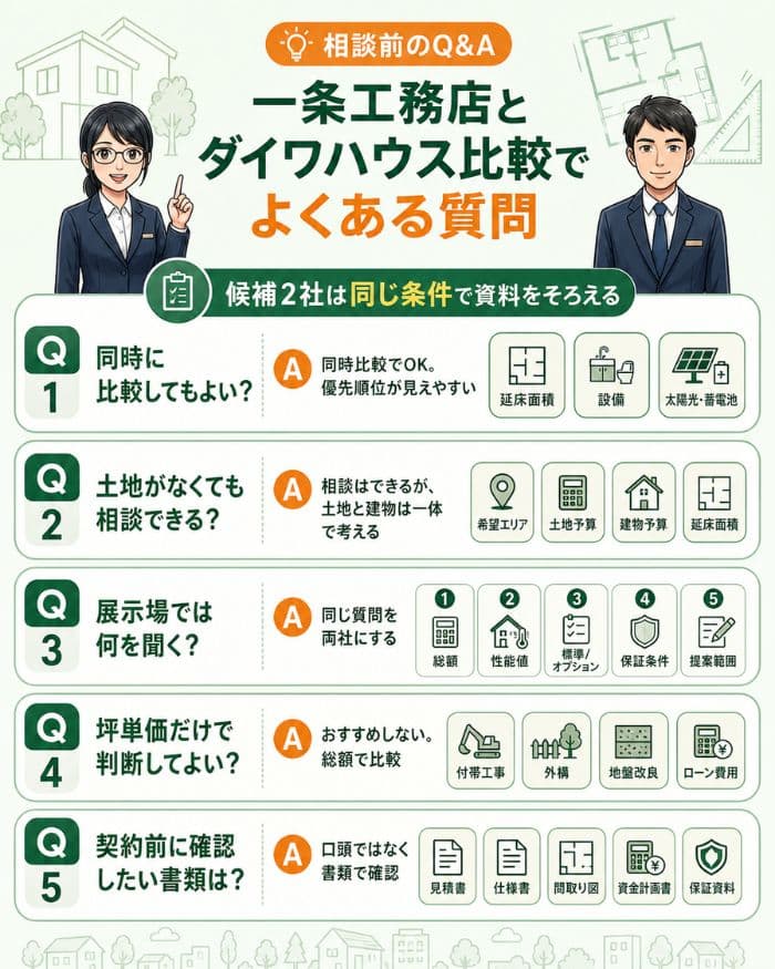 一条工務店とダイワハウス比較のよくある質問